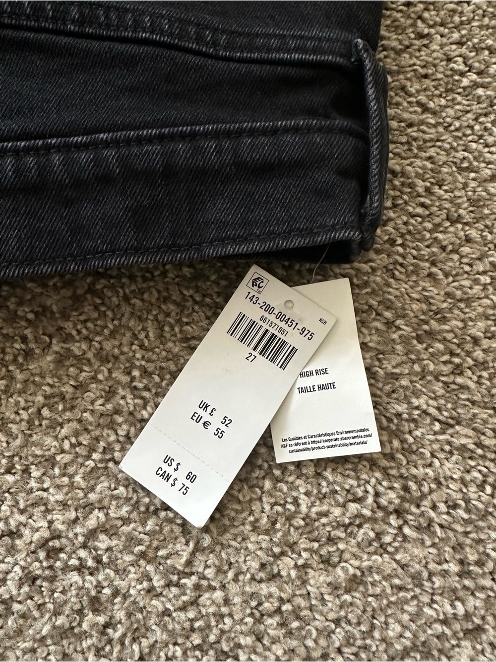 Abercrombie & Fitch Black Denim Mini Skirt with Silver Studs - Picture 5 of 5